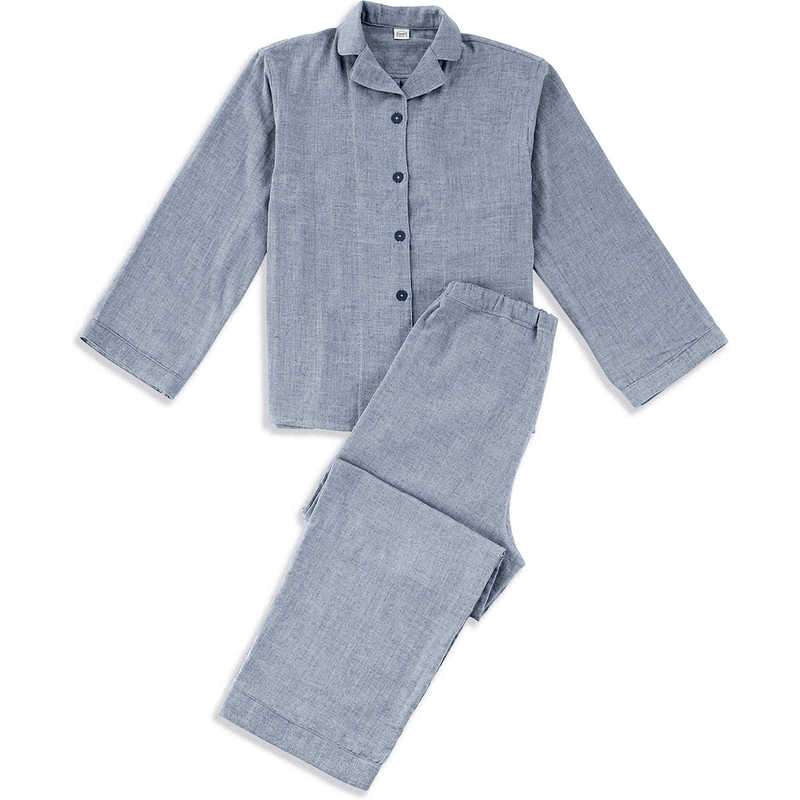 タオル美術館　cococi beauty リナ ガーゼロングスリープパジャマ Lサイズ ネイビー