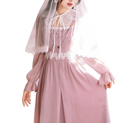 2021年の新しいフランスの優しいスタイルの甘い紫色のドレス