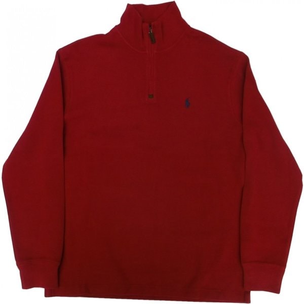 ワンポイント ハーフジッパー カットソー レッド PR2-492