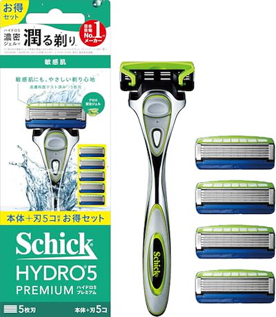 他サイト： Schick(シック) ハイドロ5プレミアム 敏感肌 コンボパック(ホルダー(刃付き)+替刃4コ) 髭剃り カミソリの商品画像