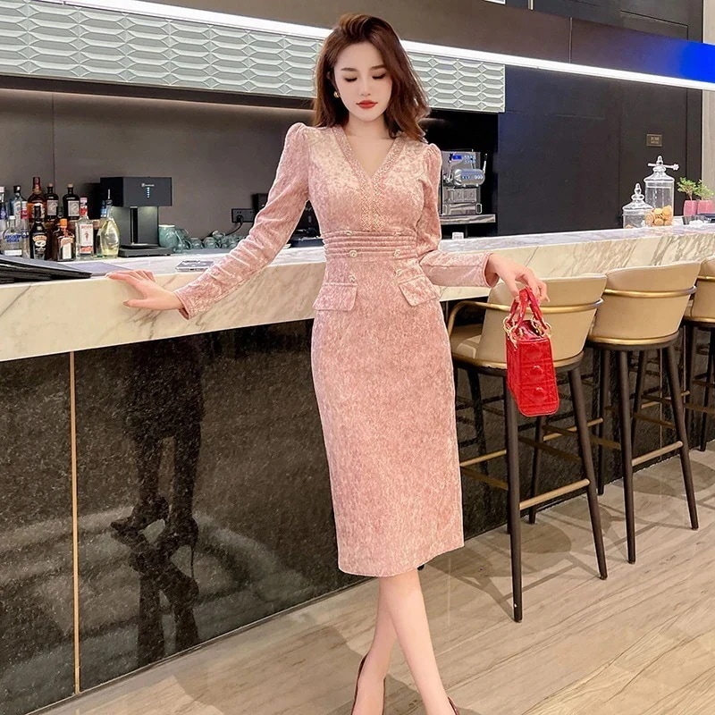 Hot!!!キャミワンピース 2024春 ワンピース Vネック ベルベット タイトスカート フィッシュテールスカート 着痩せ 大人 お呼ばれ 同窓会 披露宴 卒業式 結婚式 ウェディング 二次会 成人