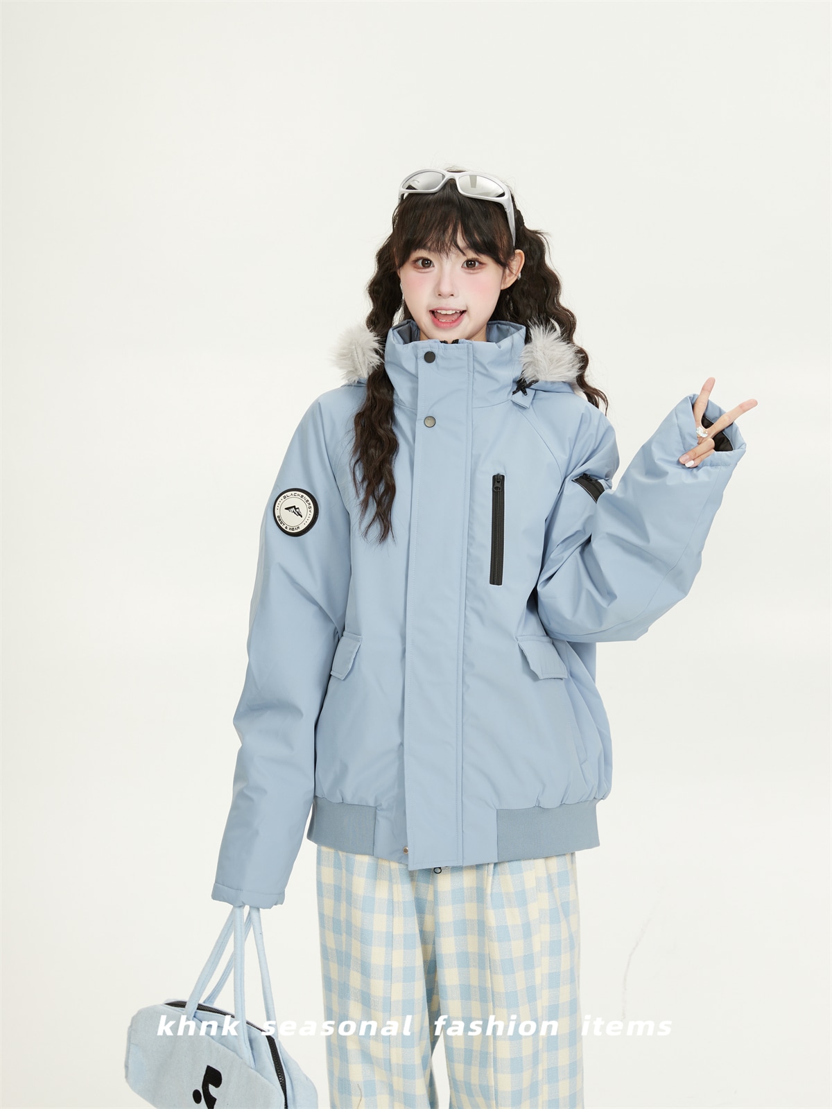 2025秋冬 韓国 ふっくら中綿アウターフード付 取り外し可能なファーカラーかわいいパーカーレディース フーディーロゴブルゾン長袖シルエットトップスサイドカジュアルファッション系サイズフル丈トラック