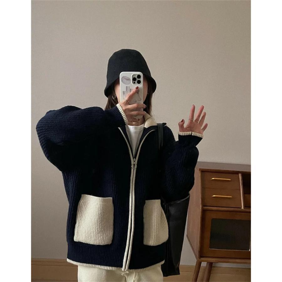 レディース トップス カーディガン ニット 秋 長袖 ブラック ベージュ ライトニット カジュアル ファッション 通勤 普段着