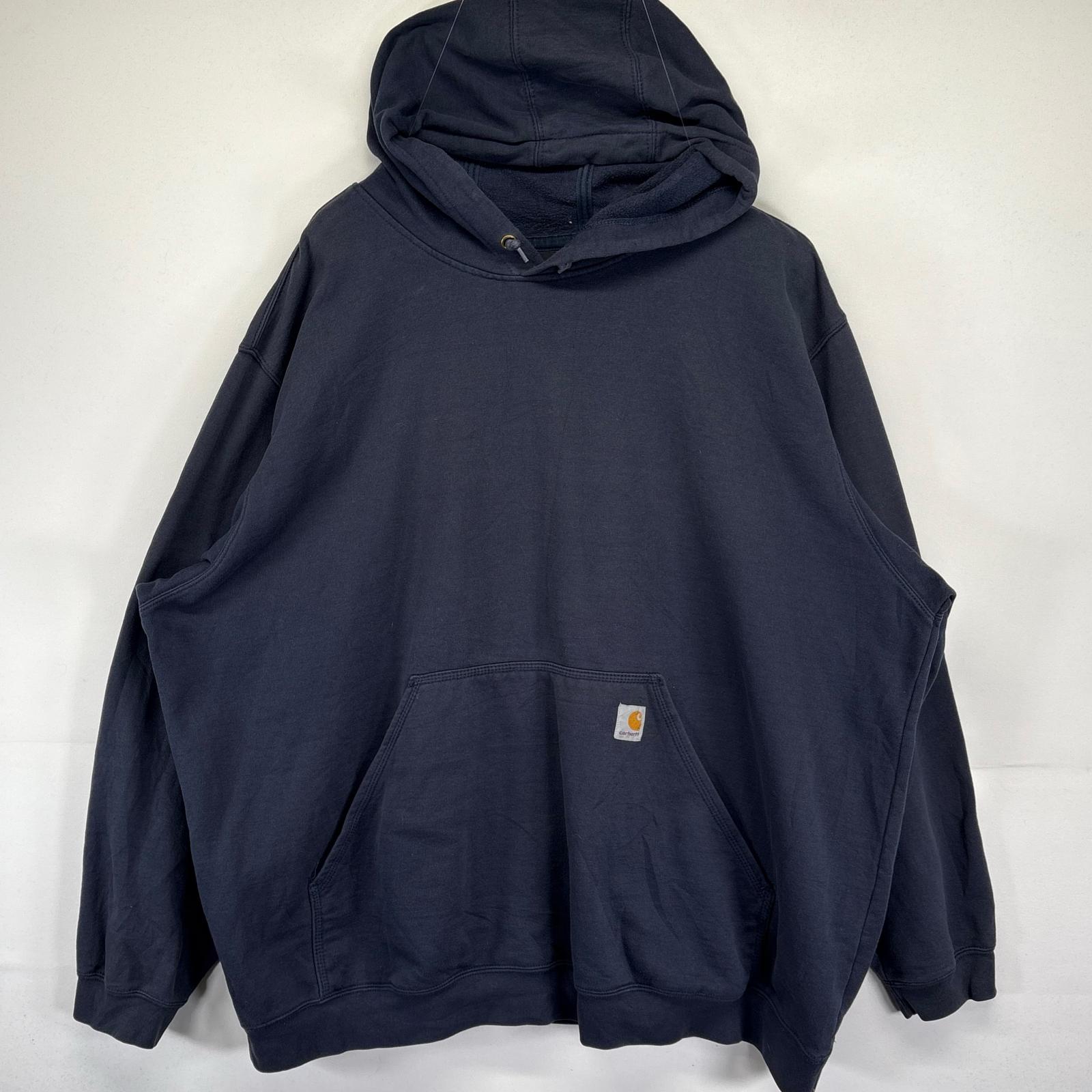 古着 パーカー 大きいサイズ プルオーバー ワンポイントロゴ刺繍 ワーク 3XL ブラック メンズ