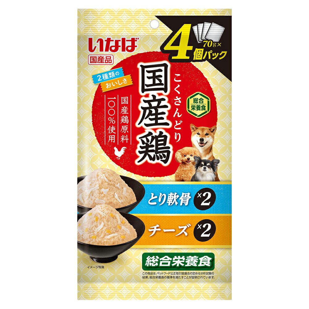 いなば　国産鶏　４個パック　とり軟骨・チーズバラエティ　７０ｇX４袋X１６　ＣＲＣ45―08―20―55―00