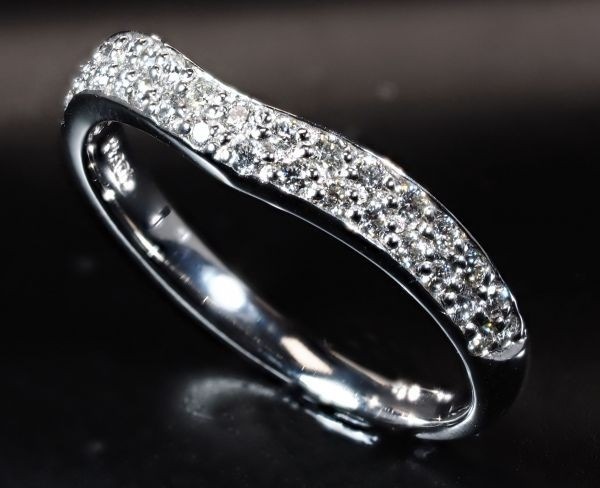 厳選 天然 ダイヤモンド エタニティ リング 指輪 二段 ウェーブ pt900 国内生産品高
