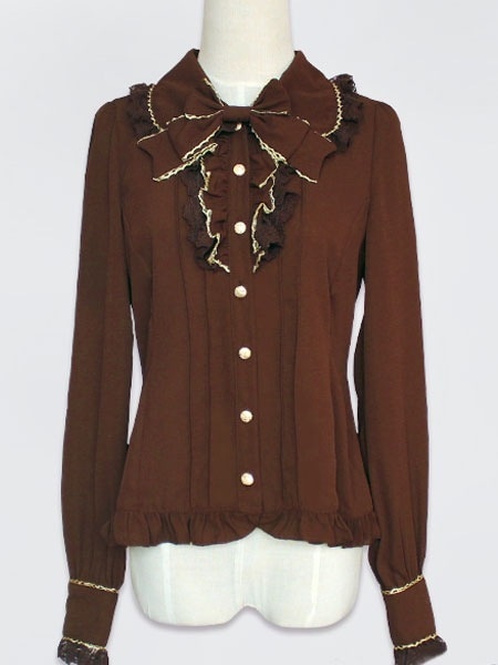 【2点購入で150OFF】【短納期】ロリータ服トップスシャツスウィート長袖カジュアルリボンシフォンアートワーク