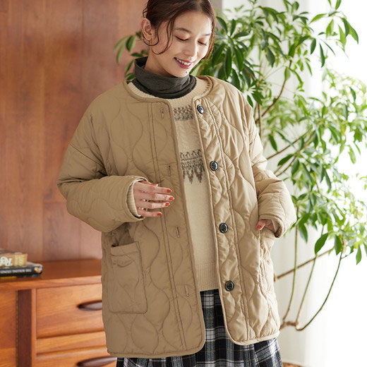 [最安値挑戦]！キルト＆ボアリバーシブルコート レディース 秋冬 コート ジャケット M-3L 5,656円