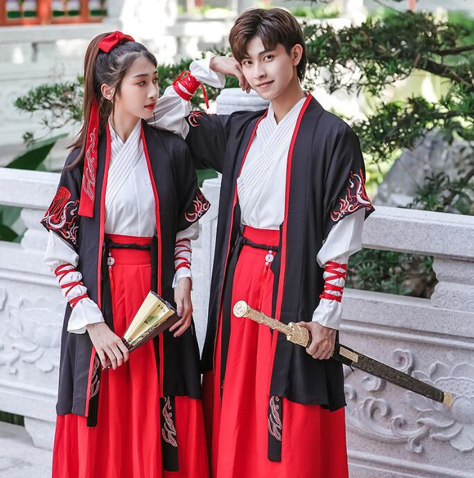 カップル コスプレ衣装 唐装漢服 コスチューム レディース漢服 メンズ漢服 ハロウィン 学園祭 文化祭 イベント 撮影衣装 変身仮装 中華服 チュール 羽織 古代 美男子 美少女 仮装