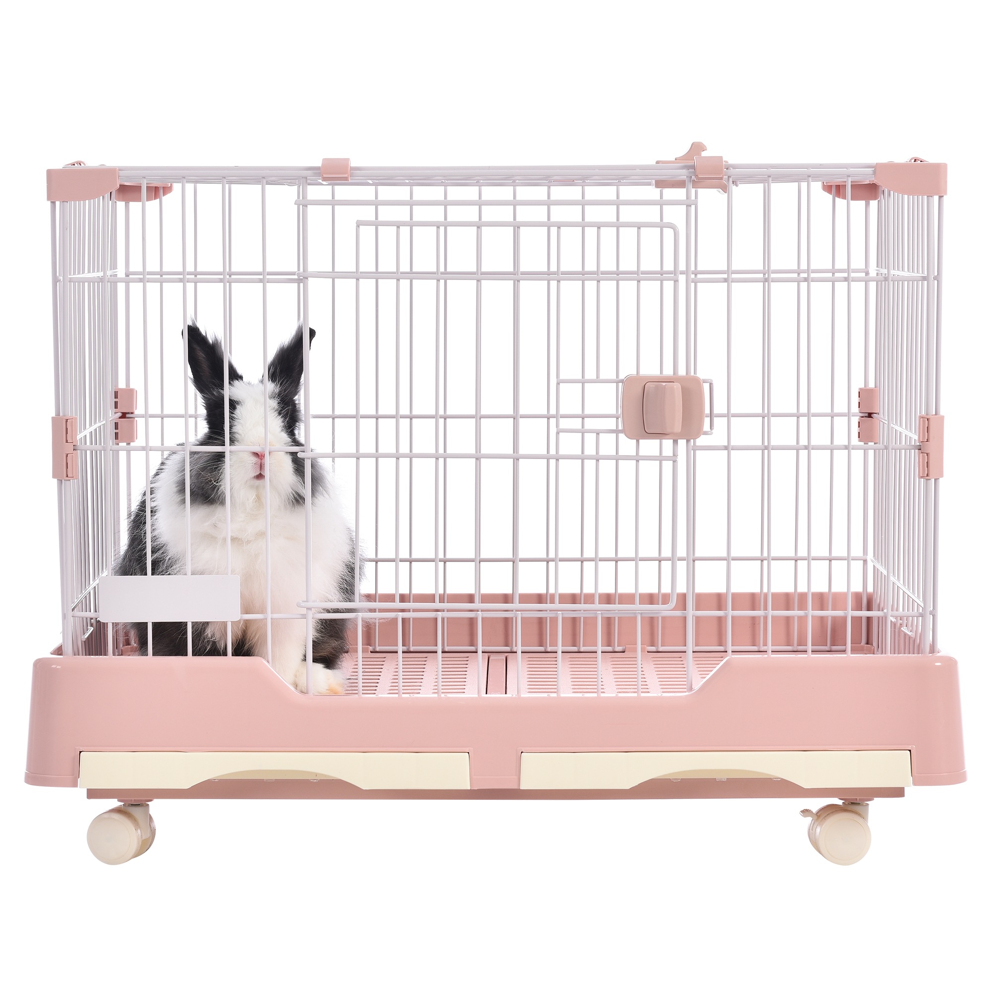 【国内出荷 - 3日配達】ウサギ ケージ 小型 ペットケージ ハムスターケージ 小動物ケージ キャスター付き 天井扉 飼育ケージ いぬ ネコ うさぎ 組立簡単 ルームケージ 小動物用 ウサギケージ 室
