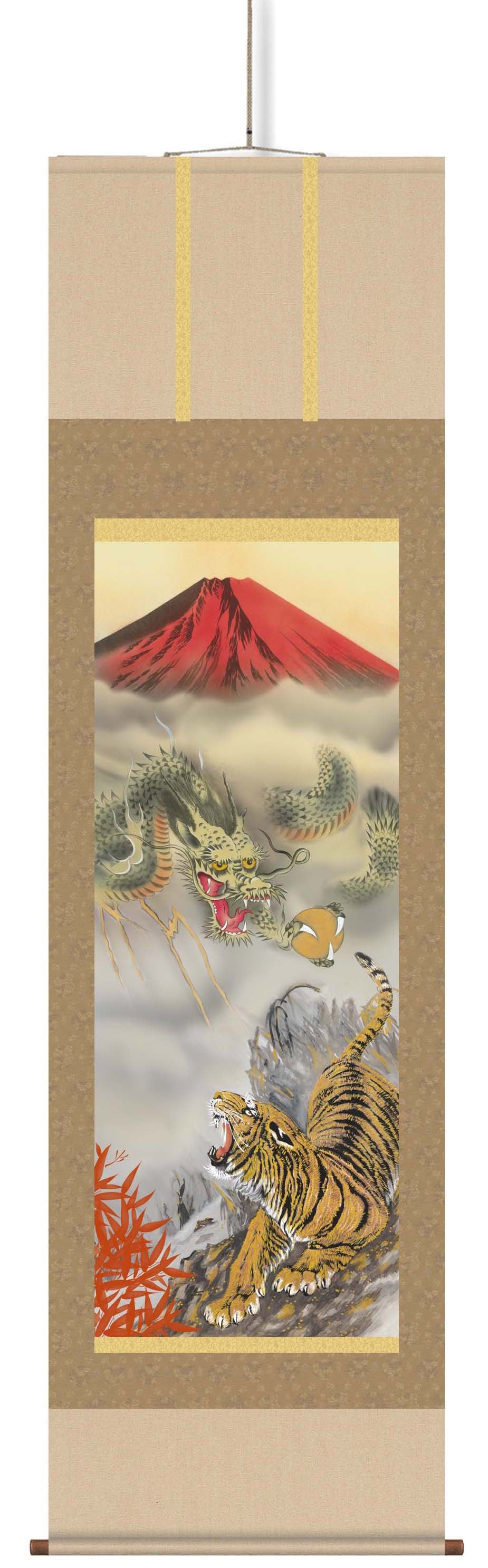 江藤草淳掛軸(尺三)「龍虎雷轟厄除図」　化粧箱収納