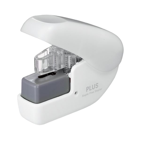 (まとめ) プラス 針なしホッチキスペーパークリンチ ミニ 4枚とじ ホワイト SL-104NB 1個 (×30セット)