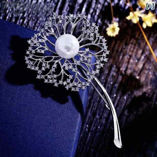 ブローチ 母の日 ギフト タンポポ スノーフレーク マイクロ 舗装 ジルコン レディース 淡水 パール コサージュ アクセサリー