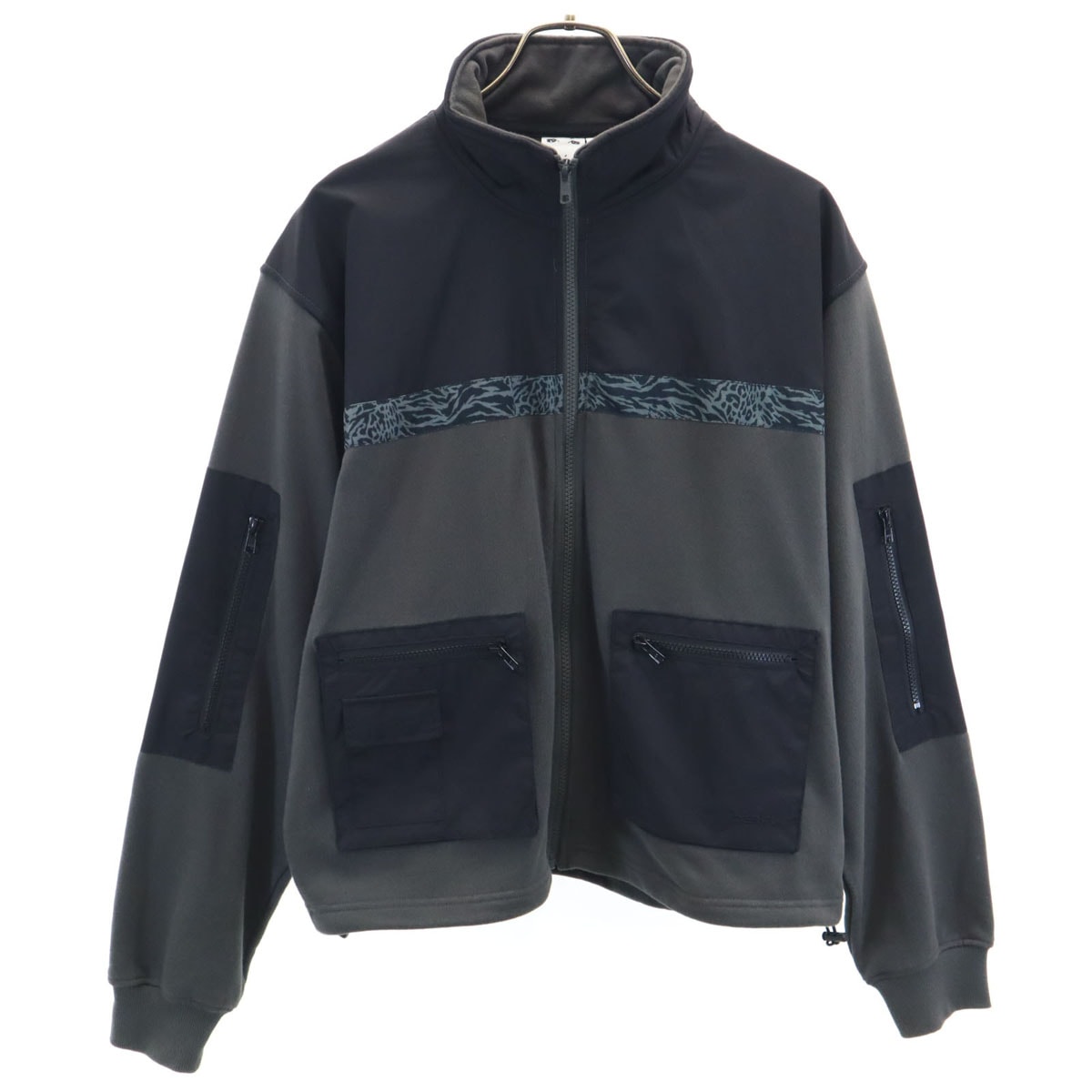 長袖 ジップアップ スウェット S チャコールグレー レディース 古着