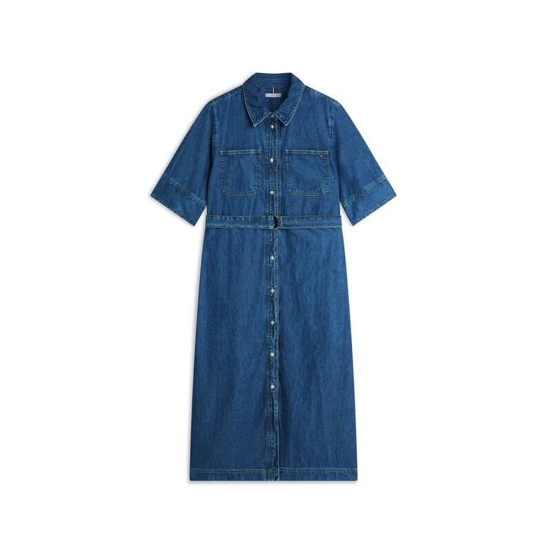 トミー・ヒルフィガー Tommy Hilfiger TOMMY HILFIGER 半袖デニムワンピース (T22G1TDR050WT9) T22G1TDR050WT9 160105