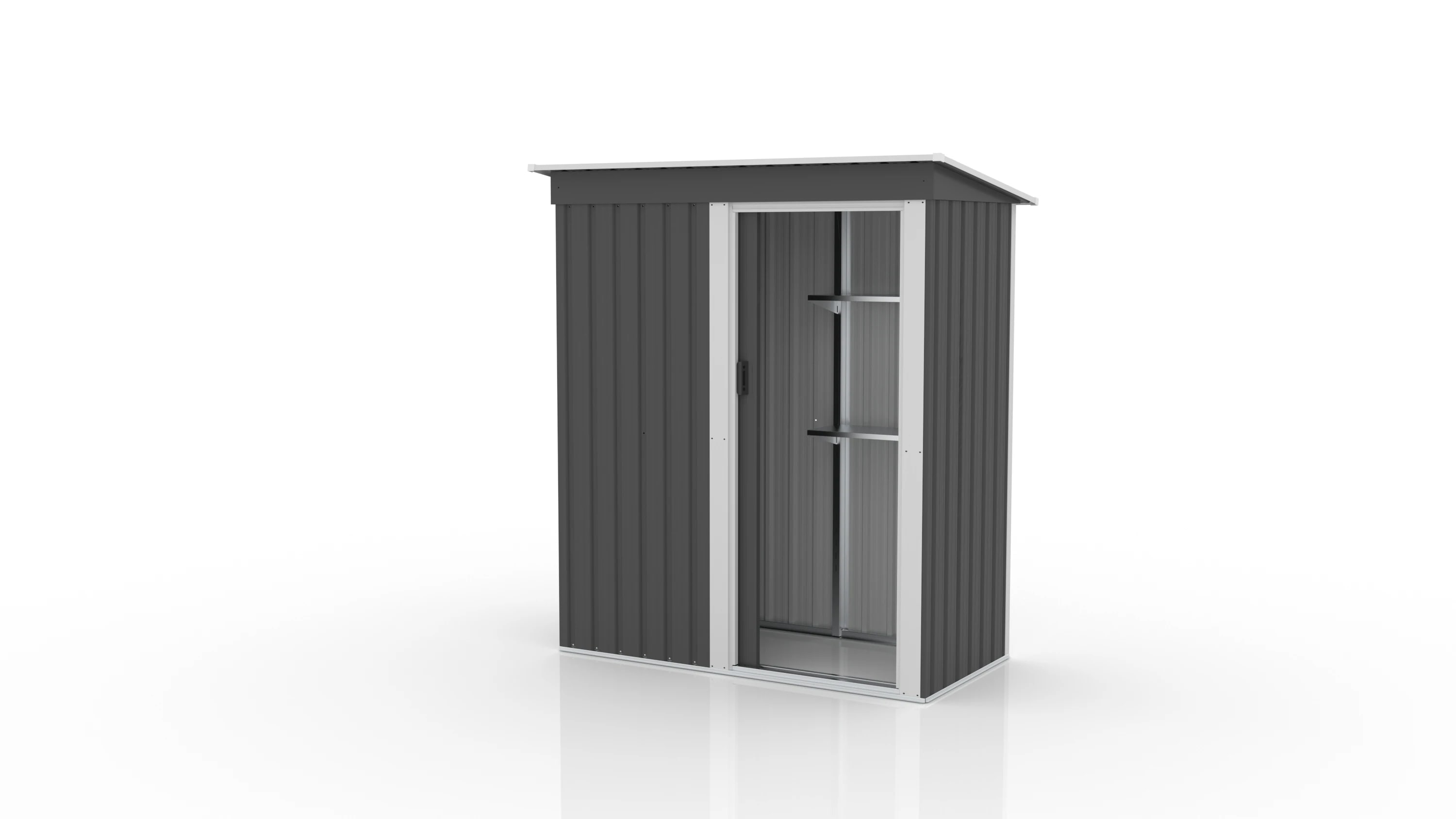 1648【可動棚付き】 物置 屋外 大型 倉庫 大型物置 戸外収納庫 物置 防水/耐侯 収納可能 ガーデン/庭/田畑/農場 頑丈 大容量 スチール 床なし グレー