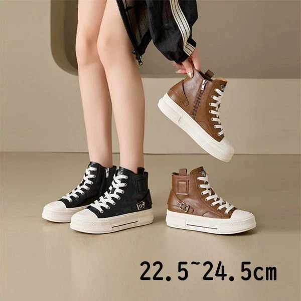 スニーカー ハイカット レディース 靴 フラットスニーカー レディース靴 レースアップ 編み上げ 歩きやすい カジュアルシューズ 22.5/23.0/23.5/24.0/24.5 6,375円