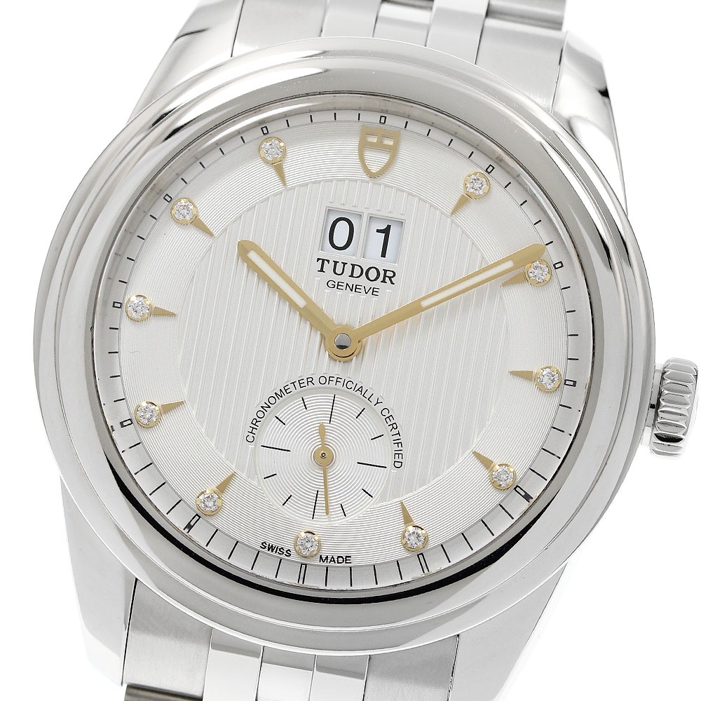 チュードル TUDOR 57100 グラマー ダブルデイト 11Pダイヤ 自動巻き メンズ 極美品 箱・保証書付き_941940【中古】
