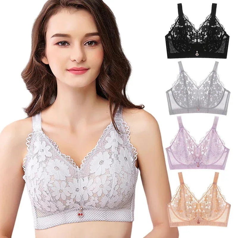 2枚組 ブラジャー 脇高 レディース ノンワイヤーブラ 薄手 レース ハーフカップ 胸小さく 下着 大きいサイズ 通気性 ブラ 胸蒸れ防止 ナイトブラ