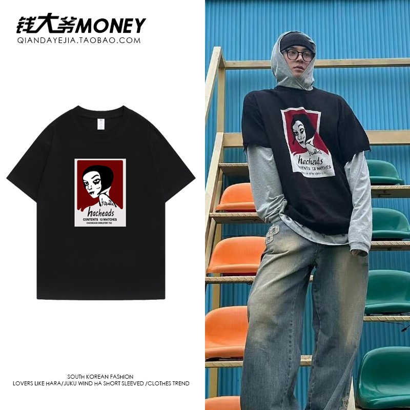 【期間限定 】 キムミンギュ ブラック コットン 半袖 Tシャツ レディース 夏 ラウンドネック ルーズ トップス2枚購入でカード1パスケース