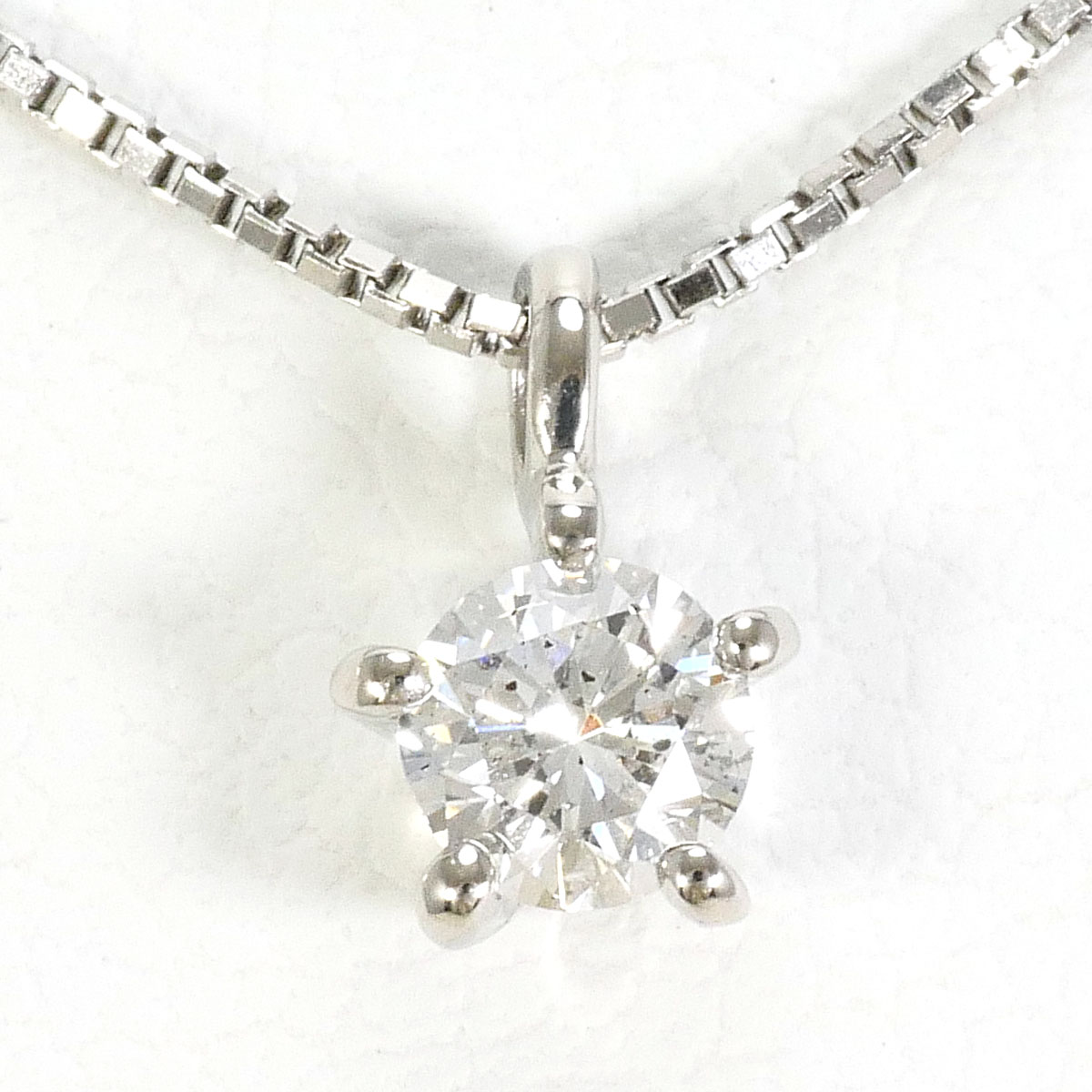 PT プラチナ PT850 プラチナ ネックレス ダイヤモンド 0.18ct 総重量約2.5g 約45cm 中古