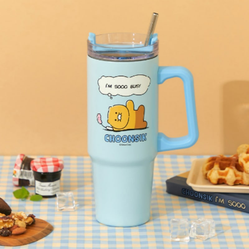 チュンシク カートゥーン ブルー 大容量 取っ手 タンブラー 887ml 4,655円