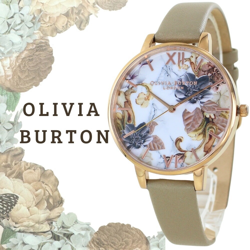オリビアバートン 腕時計 レディース かわいい ホワイト ベージュ レザーベルト 花柄 小さい 時計 シンプル おしゃれ カジュアル ビジネス 大学生 20代 30代 40代 ご褒美 女性 彼女 妻