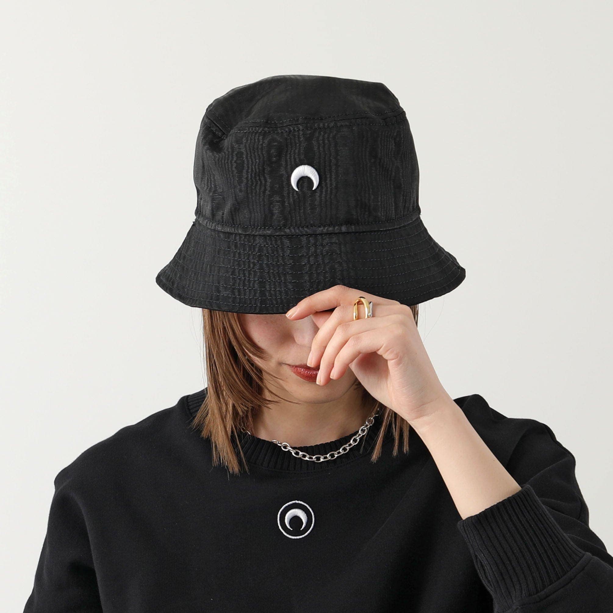 Marine Serre マリーン セル バケットハット Regenerated Moire Bucket Hat UHG030 レディース 三日月 モチーフ】 【mega】