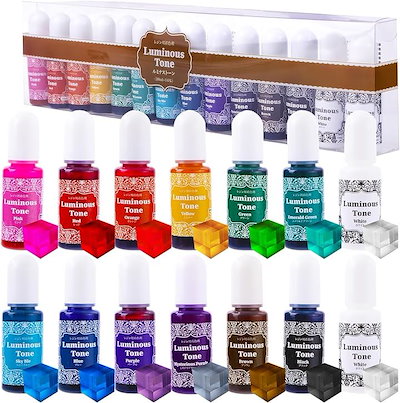 他サイト： Luminous Tone レジン 着色剤 クリアカラー 13色 / 14本 セット レジン液 UVレジン エポキシ樹脂 着色料 シリコンモールド 対応 10mlx14本( 10ml)の商品画像