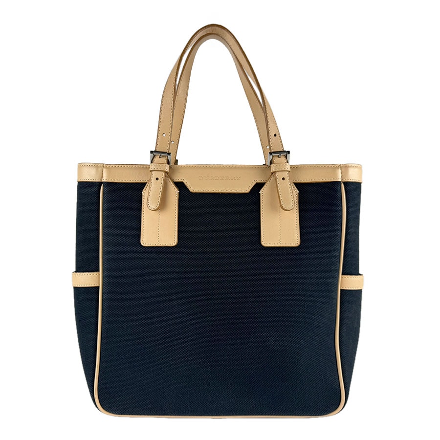 バーバリー BURBERRY ハンドバッグ キャンバス/レザー ブラック/ベージュ シルバー レディース z9986