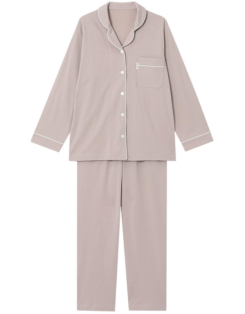 Wacoal RELAX＆SLEEP(ワコール リラックス&スリープ) 睡眠科学 パジャマ 長袖 長ズボン 綿100%(天綿)（本体） YDX503 BE L