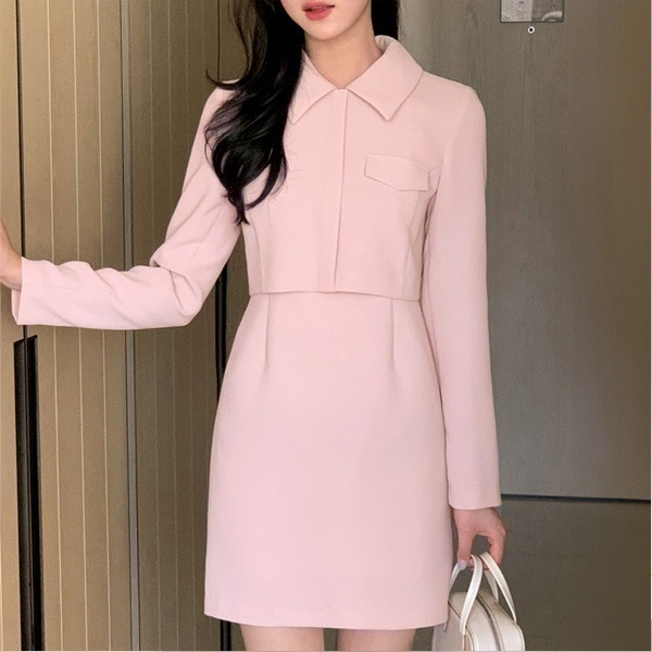 ポケット付きドッキングワンピース op15594