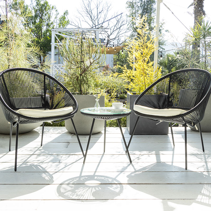 ガーデンチェア ガーデン テーブル セット 雨ざらし ラタン調チェアテーブル3点セット バルコニー チェア 椅子 テラス おしゃれ エクステリア 屋外