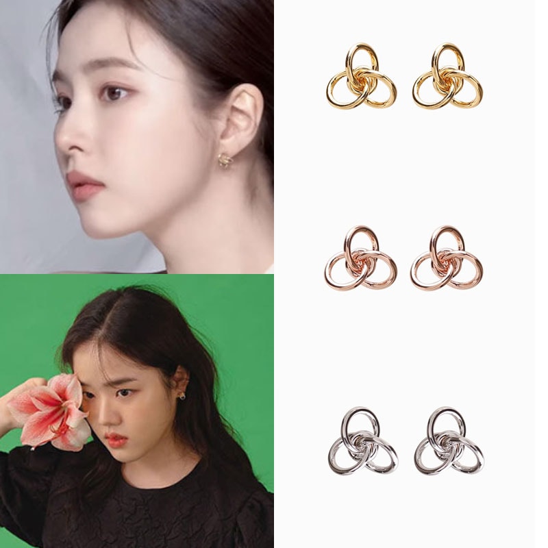 [シンセギョンキムヒャンギ着用] トリプルラウンドリングピアス/韓国ファッション芸能人着用デイリーアクセサリー韓国アクセサリートレンドアイテム韓国デイリーファッションセレブ着用夏フ