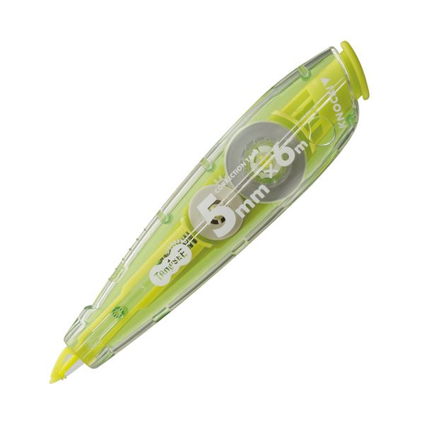 (まとめ) TANOSEEノック式修正テープ（使い切り） 5mm幅×6m グリーン 1セット（10個） (×10セット)