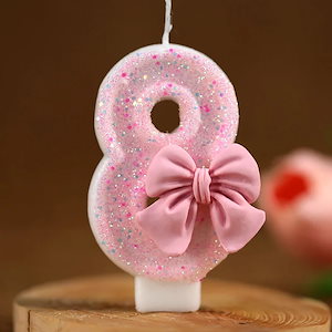 ピンクの弓が付いたクリエイティブなデジタルキャンドル誕生日ケーキの装飾女の子のキャンドル