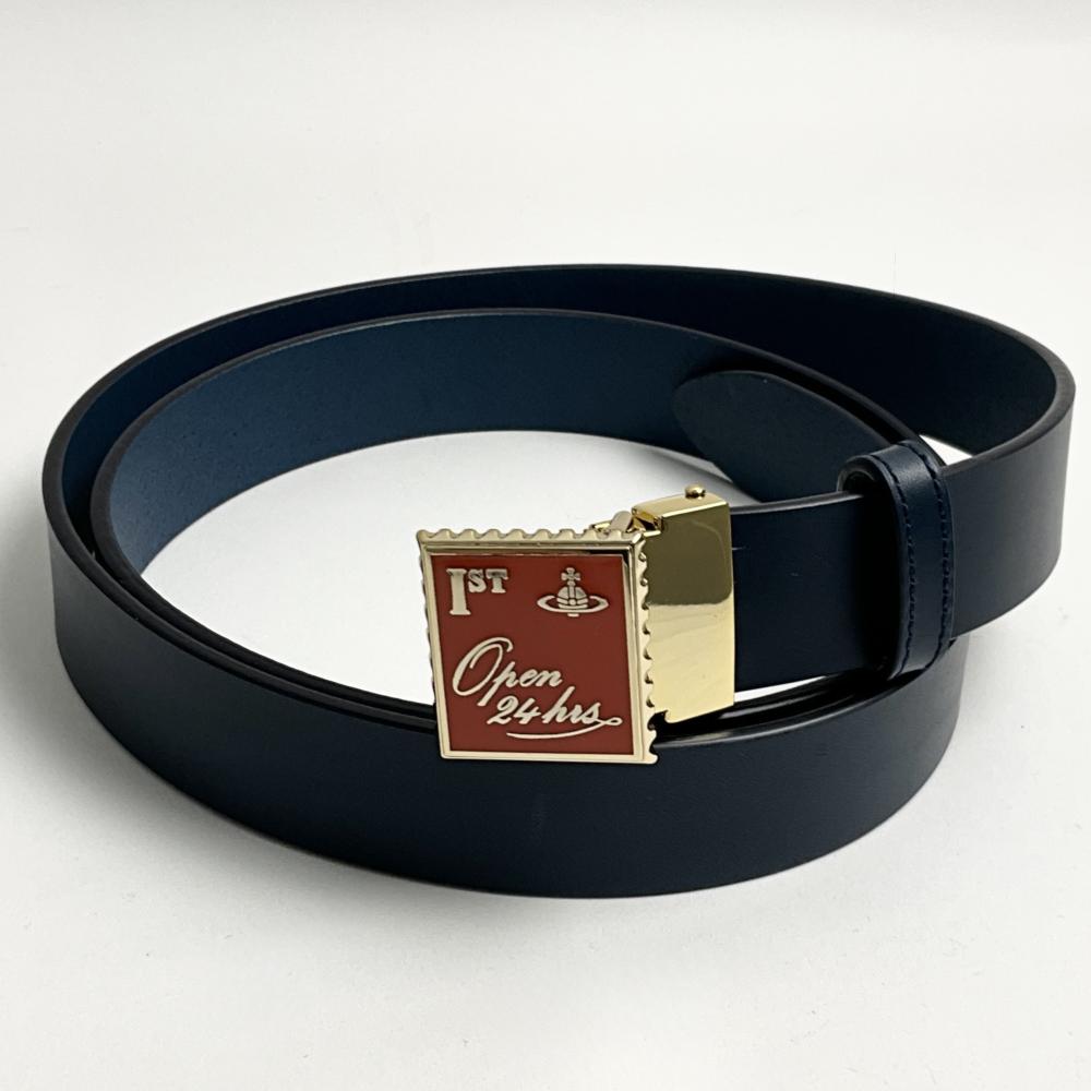 [訳ありアウトレット/付属品(タグのみ)] ヴィヴィアンウエストウッド ベルト ネイビー Vivienne Westwood BELTS OPEN 24H SQUARE BUCKLE BELT / G