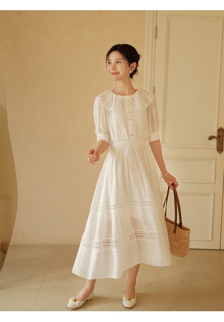 キッズドレス 女の子 ワンピース ドレス ジュニア服 フォーマル カジュアル ロングワンピース 白ワンピース ホワイト（M－0079）