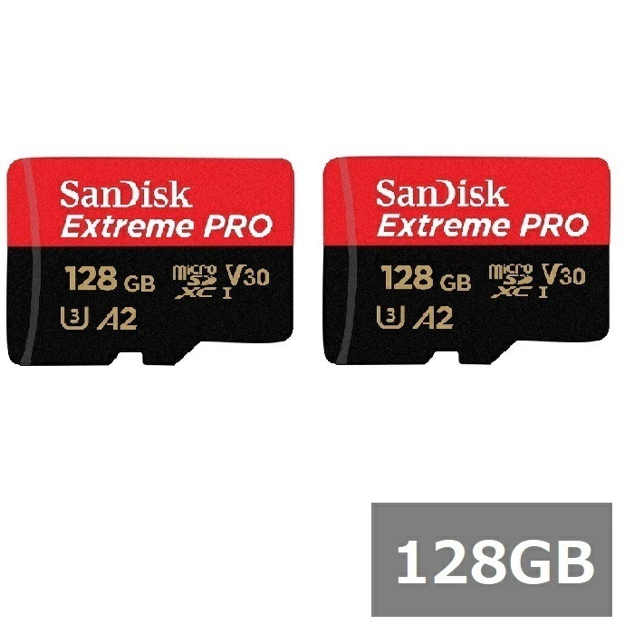【2セット】 サンディスク マイクロSD MicroSDXC SDSQXCD-128G-GN6MA Extreme PRO 128GB SDアダプタ付 Sandisk マイクロSDXCカード
