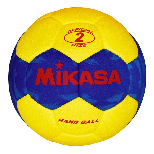 HB251B-YBL 屋外グラウンド用ハンドボール 2号(女子:一般大学高校用) 手縫い イエロー/ブルー