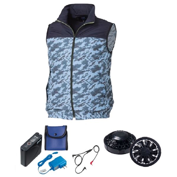 KU92020空調服 ポリ カジュアルベスト FAN2200B/LISUPER1 紺x紺カモ 3L