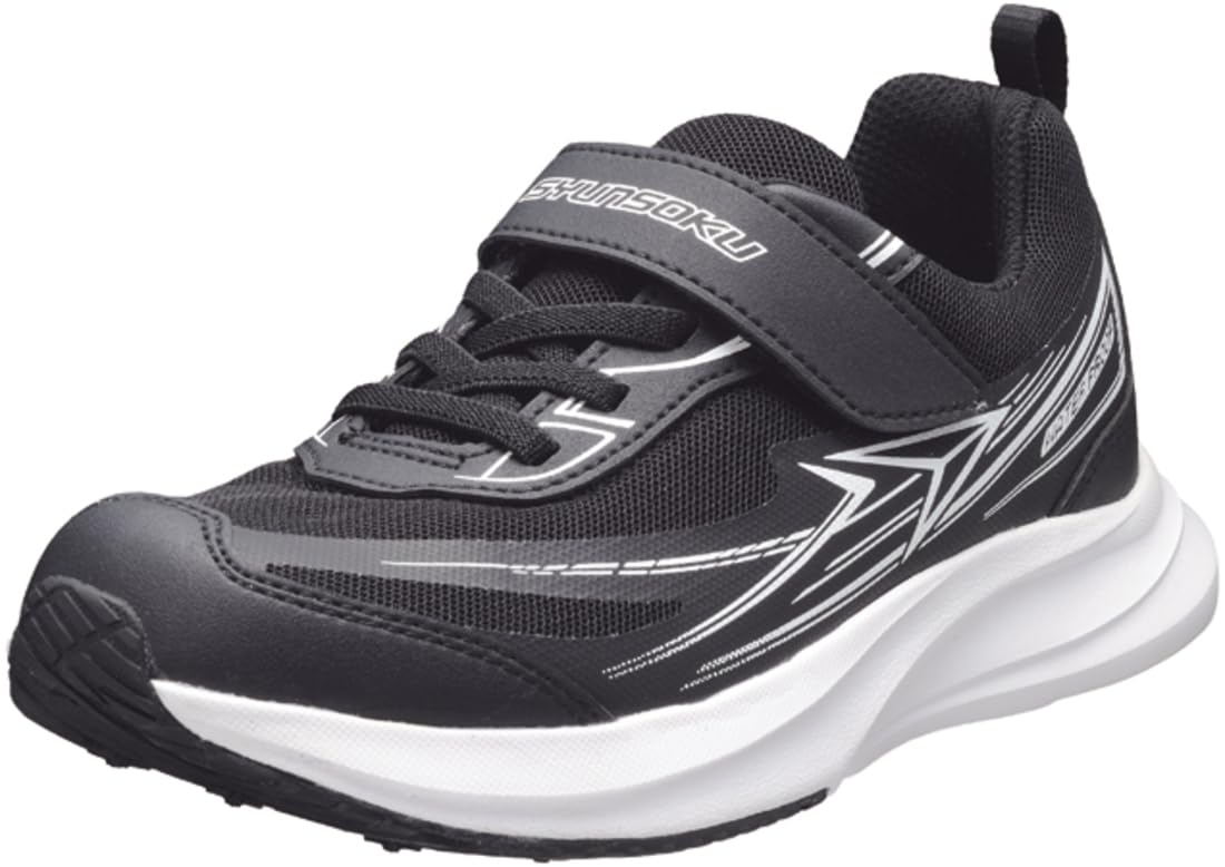 [SYUNSOKU] スニーカー キッズ 男の子 女の子 子供靴 防水 幅広 19~26cm 3E SJJ 1520 8920 ブラック_新カラー 23.5 cm