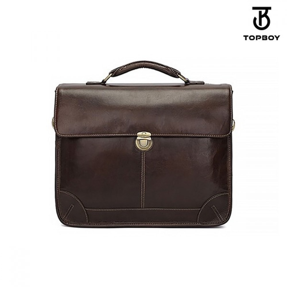 （TOPBOY）クラシックステッチビジネスレザークロスボディバッグ（BG380）