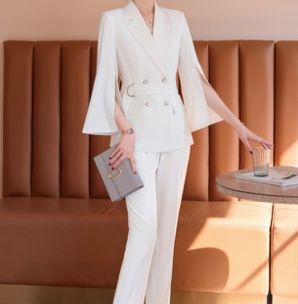 ジャケット パンツ 五分袖 Ｖネック 襟付き タイト ダブルボタン ウエストマーク セットアップ 大人可愛い きれいめ シンプル おしゃれ 春 夏 デート イベント XL 2XL 3XL 4XL 5X 7,528円