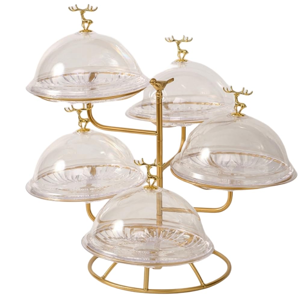 フルーツプレート デザート展示台 果物収納プレート クリアフタ付き ケーキディスプレイスタンド ドームカバー ステンレス製 雑貨 家庭用 卓上 フルーツ/果物/小物 長持ち 皿 結婚式 パーティー ( 6,022円