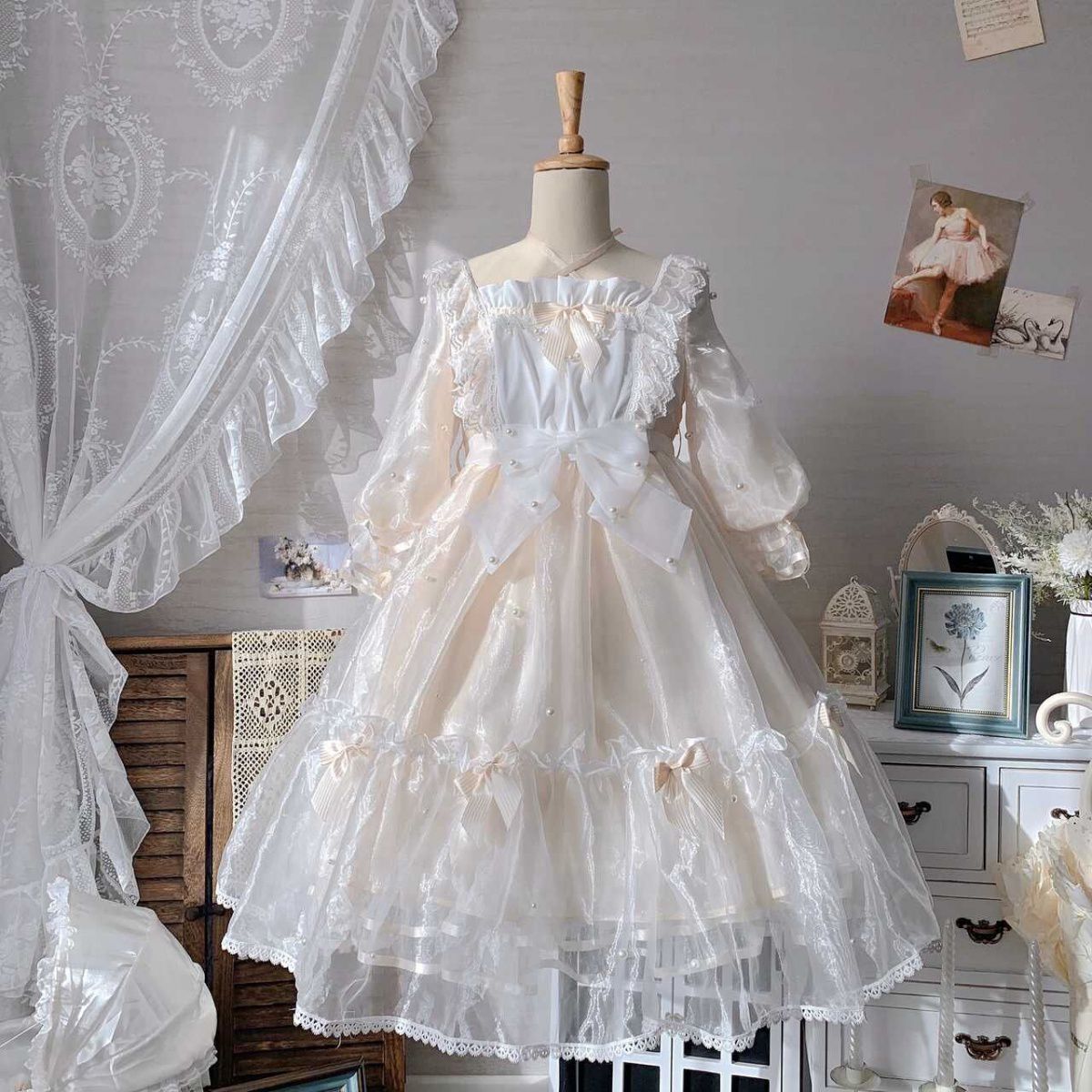 Lolita 洋服衣装 ウェディングドレス 半袖 結婚式 パーティドレス ドレス Aライン ファスナータイプ 前撮り 後撮り 披露宴 結婚式 演奏会 発表会 海外挙式ドレス