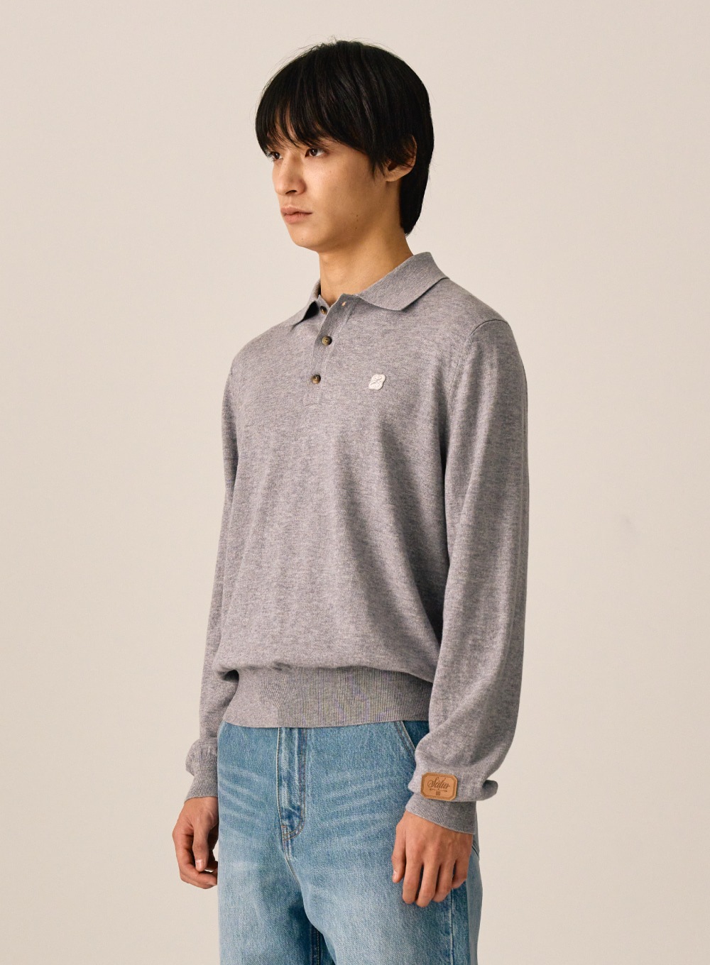 【SATUR】 ALL DAY SATUR BASIC POLO KNIT : CLASSIC CHARCOAL