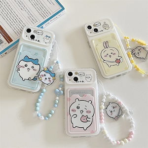 スマホカバー ストラップ付き 11 13 12 かわいい iPhoneケース カード収納 可愛い 携帯ケース ハチワレ 14 うさぎ 耐衝撃 ちいかわ 全面保護 落下防止 iPhone15