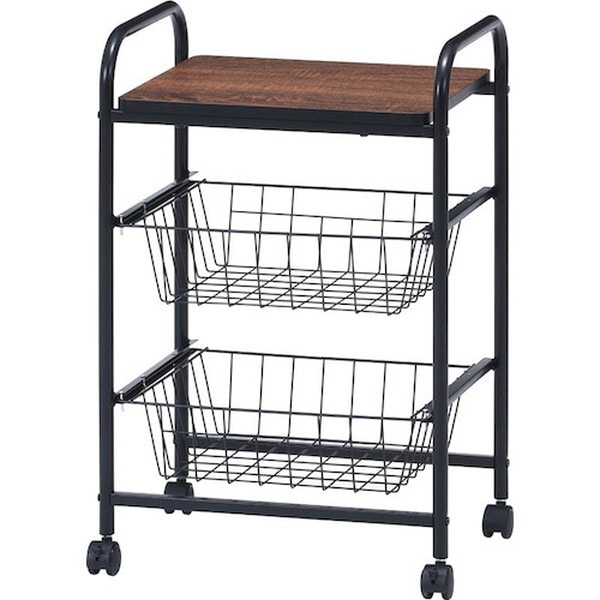 不二貿易 15420 キッチンワゴン FBC-01-1 BK/BR メーカー直送