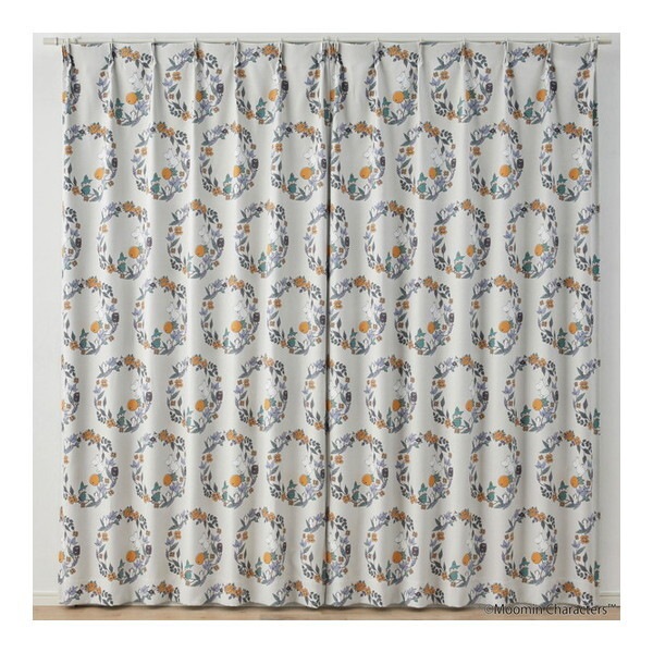 スミノエ A1036 100×135 MOOMIN 遮光カーテン フルーツガーデン 100×135cm ライトグレー A1036 1枚入 メーカー直送